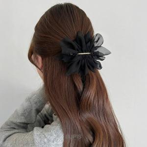 バレッタ ヘアアクセサリー シフォン メタル ...の詳細画像1