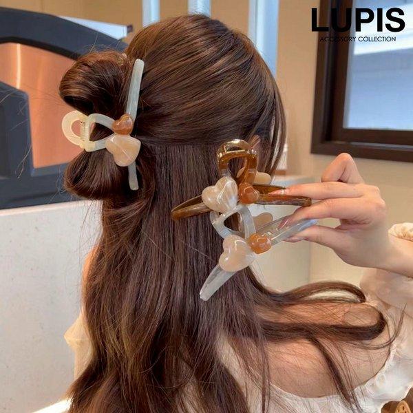 バンスクリップ ヘアクリップ ヘアアクセサリー ハート マーブル かわいい ガーリー アクリル 大人...