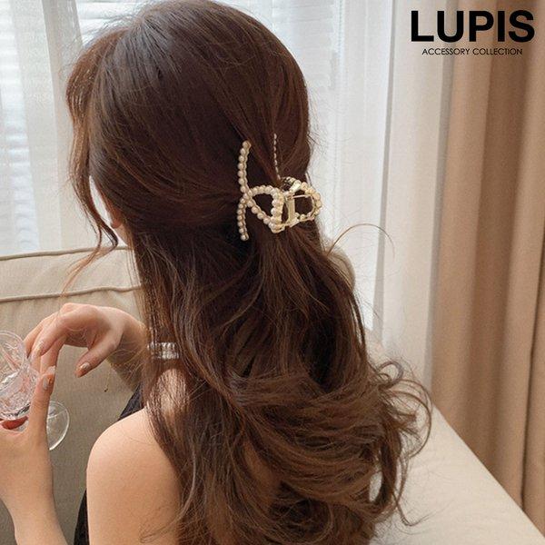 ヘアアクセサリー ヘアクリップ バンスクリップ パール メタル シンプル まとめ髪 簡単 ハーフアッ...