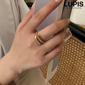 指輪 リング レディース メタル シンプル ループライン 2連 クロス カジュアル ゴールド 韓国 韓国っぽ LUPIS ルピス｜lupis