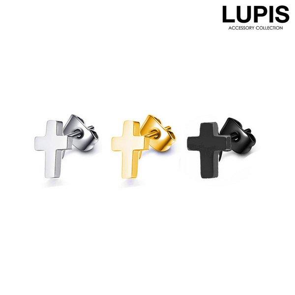 ピアス レディース メンズ クロス シンプル 片耳売り ワンポイント ゴールド シルバー ブラック ...
