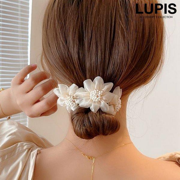 ヘアアクセサリー シニヨンメーカー お団子メーカー お団子 シニヨン フラワー オーガンジー かわい...