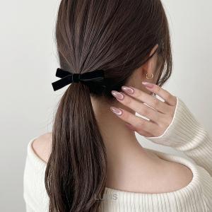 ヘアアクセサリー ヘアゴム リボン ベロア シ...の詳細画像1