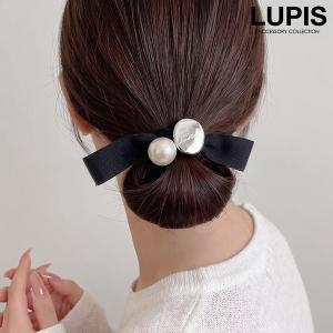 ヘアアクセサリー ヘアゴム パール メタル プレート リボン 上品 おしゃれ 変形 ニュアンス こなれ感 ジャージヘアゴム まとめ髪 韓国 40代 ルピス lupis｜LUPIS Yahoo!店