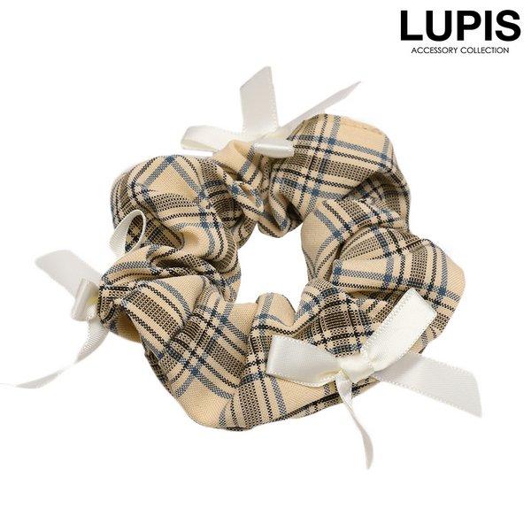 ヘアアクセサリー シュシュ ヘアゴム チェック柄 リボン カジュアル ガーリー クラシカル 秋冬 お...