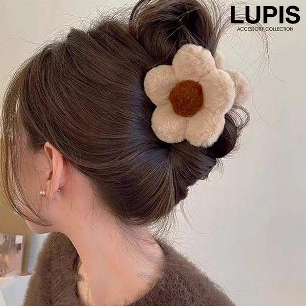 ヘアアクセサリー ヘアクリップ バンスクリップ フラワー ファー もこもこ ふわふわ かわいい ガー...