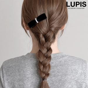 ヘアアクセサリー ヘアクリップ リボン ベロア調 パール 上品 エレガント 華やか フレンチガーリー かわいい 大人っぽ オケージョン 韓国 韓国っぽ lupis ルピス