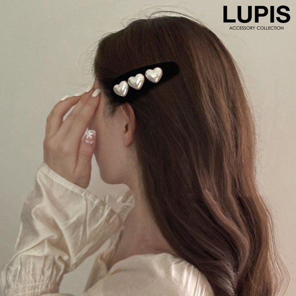 ヘアアクセサリー ヘアピン ぱっちん ぱっちんピン スリーピン ハート パール ベロア調 ガーリー ...