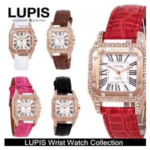 腕時計 レディース 時計 ゴールド フェイクレザー クロコ スクエア ピンク かわいい ルピス lupis｜LUPIS Yahoo!店
