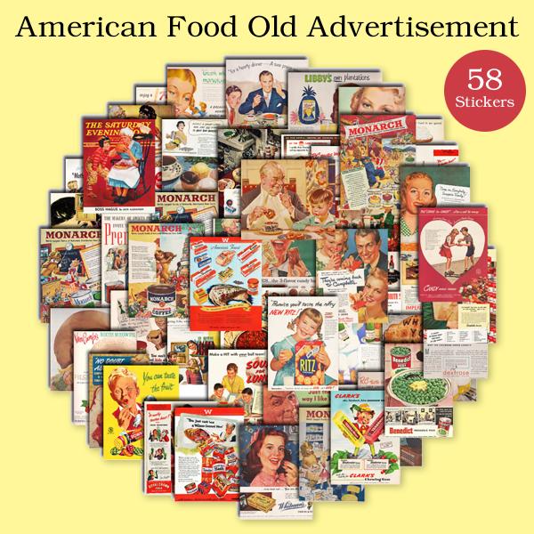 アメリカンフード 広告 ステッカー 50枚セット PVC 防水 シール アメリカ ミッドセンチュリー...
