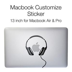 送料無料 Macbook カスタマイズ ステッカー ヘッドホン 13インチ / マックブック Air エアー プロ DJ シール｜lupo