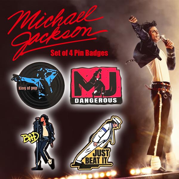 マイケル・ジャクソン ピンバッチ 4個セット Michael Jackson MJ キングオブポップ...