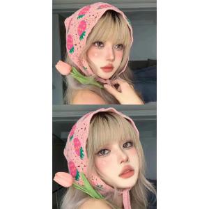 ニット 三角巾 クロシェニット バブーシュカ ...の詳細画像3