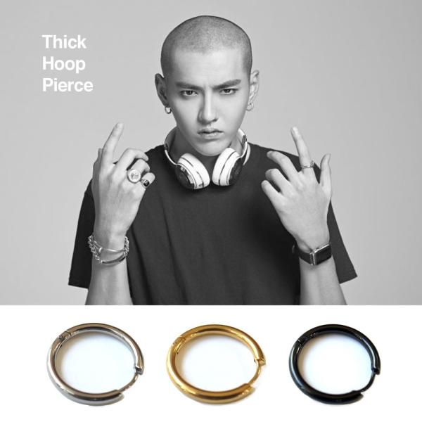 メンズ シック フープピアス 2個セット 3サイズ展開 リング ピアス イヤリング アクセサリー シ...