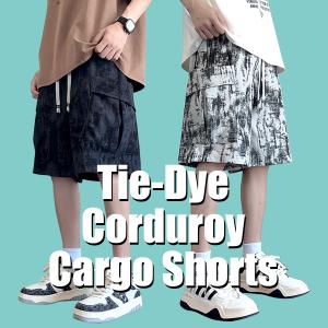 SALE タイダイ柄 コーデュロイ カーゴ ショートパンツ メンズ ショーツ ワイド 大きめ 5部丈 ハーフパンツ 短パン ショーツ ストリート