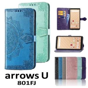 Arrows アローズ U 801FJ アローズ スマホケース 手帳型 カバー カードポケット スタンド機能 型押し｜lush-intl