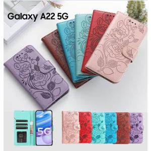 GALAXY A22 ギャラクシー スマホケース 手帳型 可愛い 花柄 ローズ ケース カバー ノート｜lush-intl