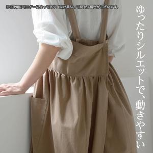 エプロン バッククロス 大きいサイズ 綿100...の詳細画像1