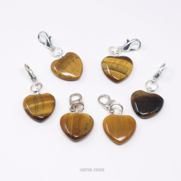 メール便200円可　イエロータイガーアイ ハートチャーム 天然石 パワーストーン プレゼント 開運 ...