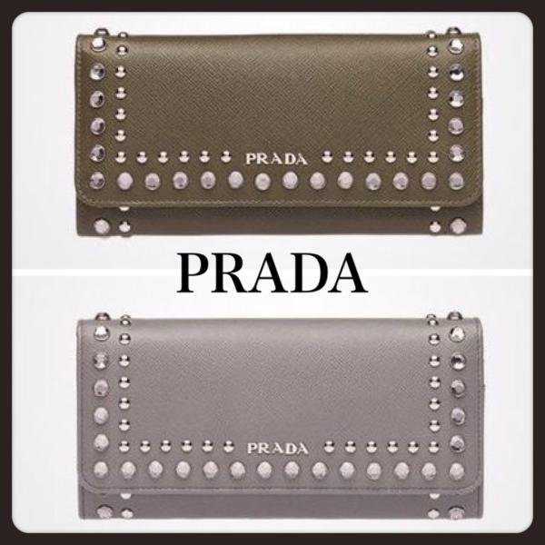 PRADA プラダ　パスケース付き ビジュー 長財布　在庫有り