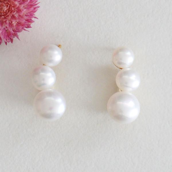 【SALE】mounir ムーニエ スライダーピアス ３パール