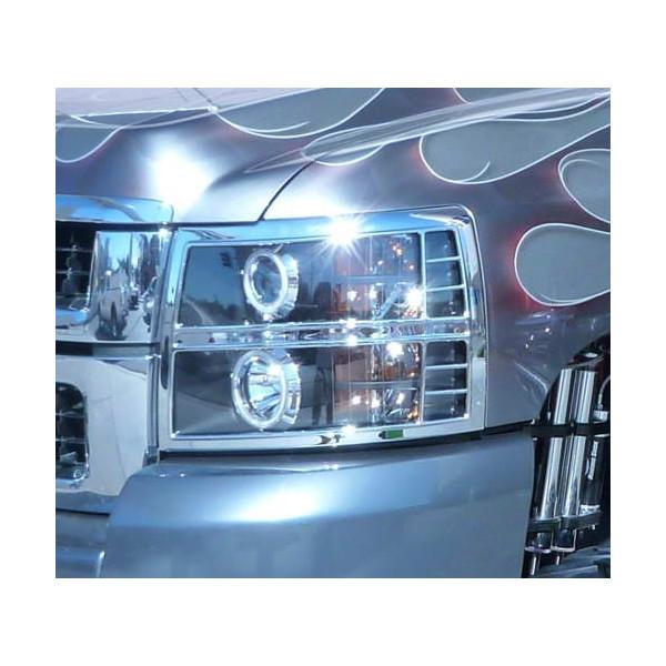 07-14y シボレー シルバラード　クロームヘッドライトリム