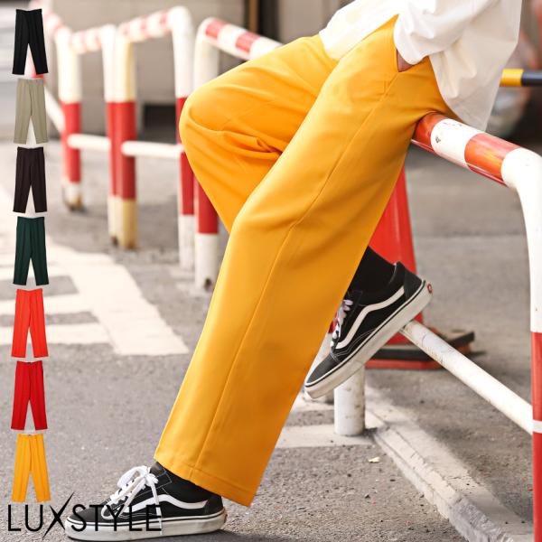 テーパードパンツ メンズ カラーパンツ スラックス カラフル 無地 ゆったり カジュアル