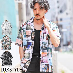 古着 半袖シャツ リネンシャツ オープンカラー 開襟シャツ ストリート 半袖シャツ オープンカラーシャツ メンズ シャツ 半袖 開襟シャツ 柄