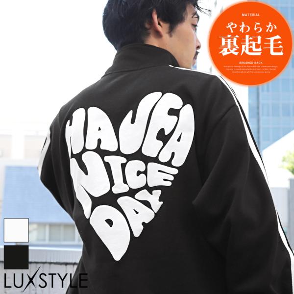 トレーナー メンズ レディース 裏起毛 あったか ハーフジップ ZIP 袖ライン 配色 ハート ロゴ...