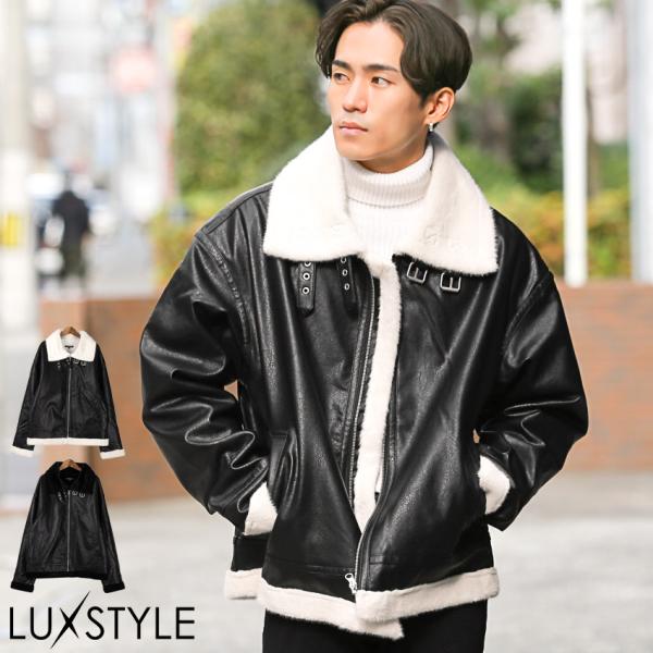 B-3ジャケット ムートンジャケット メンズ レディース ファージャケット PUレザー 合成皮革 ア...