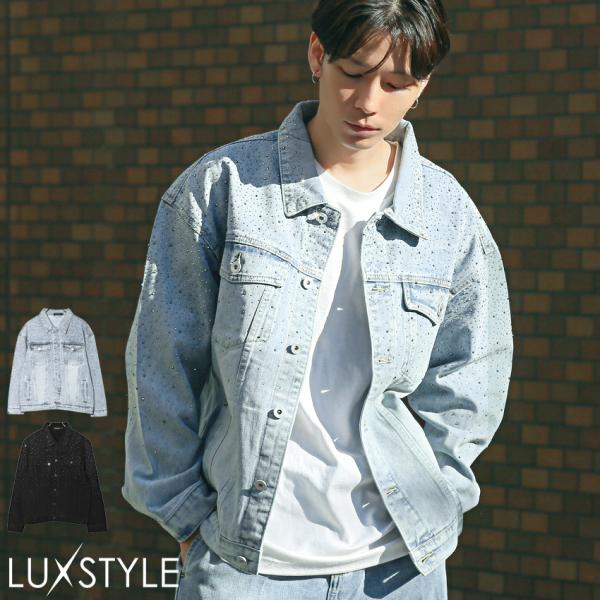 デニムジャケット Gジャン メンズ レディース ラインストーン ジーンズジャケット トラッカージャケ...