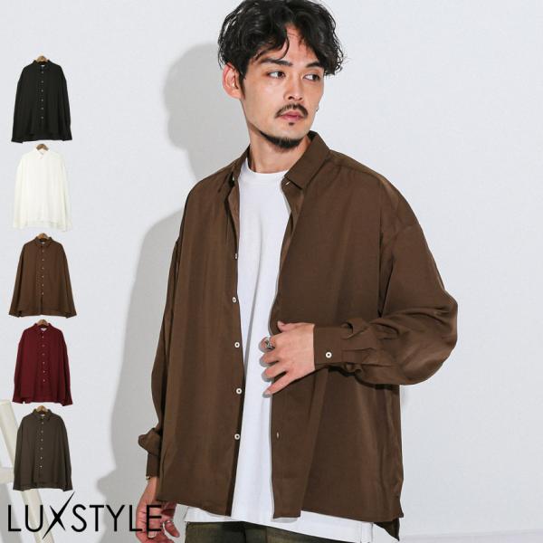 シャツ 長袖シャツ カジュアルシャツ メンズ 長袖 バルーン袖 レギュラーカラー 襟付き 無地 羽織...