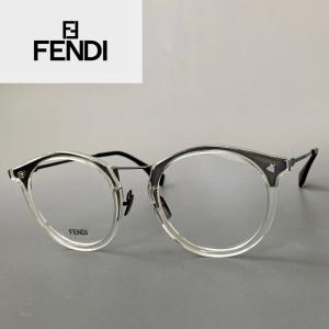 メガネ FENDI フェンディ ボストン ブラック クローム ラウンド メタル 新品 眼鏡 フルリム スケルトン 伊達メガネ メンズ レディース FF M0050｜luxoptikototo-ya