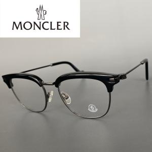 MONCLER ML5021 001 モンクレール ブラック サーモントブロー ハーフ セミリム メガネ ボストン 眼鏡 めがね メタル アセテート 黒｜luxoptikototo-ya