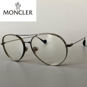 【並行輸入品】モンクレール MONCLER メガネ ティアドロップ ML0121 ガンメタ ツーブリッジ 眼鏡 グレー メタル メンズ レディース 新品 パイロット かっこいい