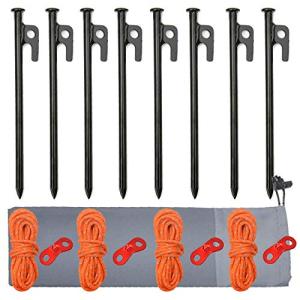 D.B.J ペグ 鍛造ペグ ガイロープ セット タープペグ テントペグ アウトドア キャンプ設営用具 40cm/30cm/20cm 反射材入りロ
