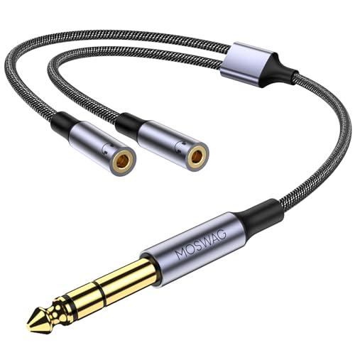 MOSWAG 6.35mmTRSステレオメス Yスプリッターケーブル 1/4スプリッター 1/4イン...