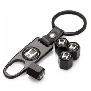 ホンダ バルブキャップ カーホイールタイヤバルブキャップ タイヤステムエアキャップ キーチェーン メタル 腐食 防止 4個組 ブラック