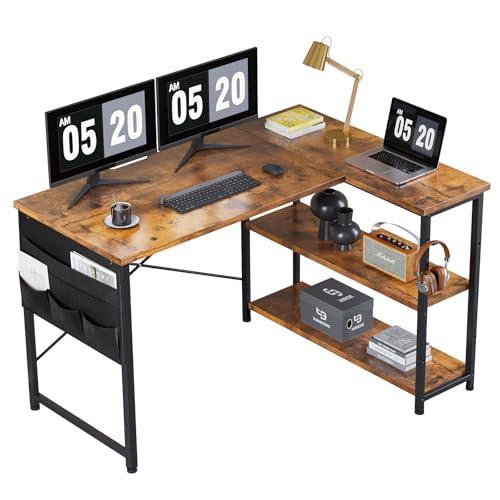 YeTom l字デスク ゲーミングデスク 幅120cm pcデスク コーナーデスク 棚板高さ調節可能...