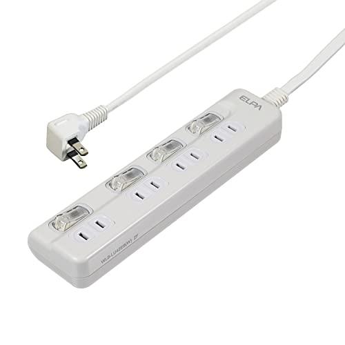 エルパELPA LEDランプスイッチ付タップ 電源タップ 延長コード 125V 2m 4個口 WLS...