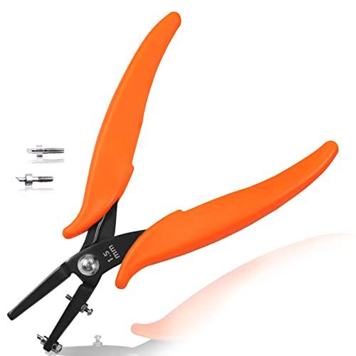 LEONTOOL 穴あけパンチ 1穴 1.5mm メタル ホールパンチプライヤー 替えパンチピン2個...