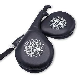 fulfillingtime ストラップ付き ハンドミット キックミット 格闘技 ボクシング 空手 エクササイズ ミット打ち (2個セット ブラ