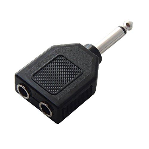 φ6.3mm モノラル標準プラグオス → φ6.3mm モノラル標準ジャック メス ×2分配プラグ ...