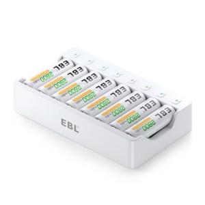 EBL 単3形充電池充電器セット 8スロット充電器+単3電池（2800mAh*8）セット 単三単四ニッケル水素/ニカド充電池に対応 スロットカー