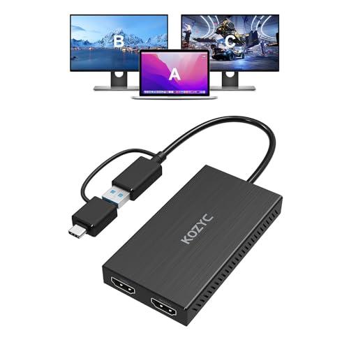 KOZYC USB 3.0からHDMIデュアルディスプレイアダプター、USB AからHDMIスプリッ...