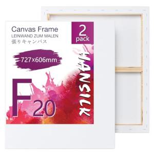 HANSILK キャンバス 張りキャンバス F20 2枚セット キャンバス画材 油絵 画材 画布 油絵の具 油彩・アクリル兼用 化繊綿製 オイル