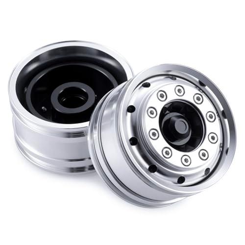 TRZX 1/14タミヤトレーラートラックRCカー用2個アルミフロントホイールリムアップグレードパー...