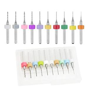 SeonFook 10個 0.6mm-1.5mm 精密PCBドリルビット 収納ボックス付き 高硬度 耐摩耗性 CNC刻印金属 木材 宝石 琥珀