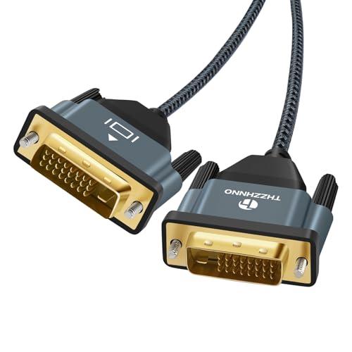 Thzzhnno DVI to DVI ケーブル 2M 、金メッキ &amp; 編組オス DVI-D 24+...