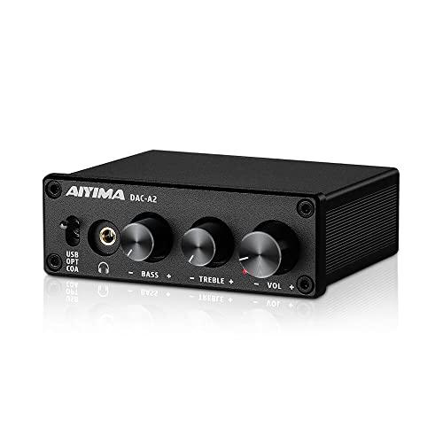 AIYIMA DAC-A2 ヘッドフォンアンプ PC-USB/光/コアキシャル入力、RCA/3.5m...